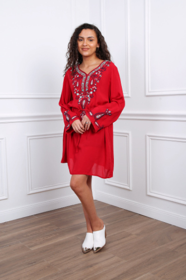 Grossiste World Fashion - Robe tunique GT manches longues - brodée