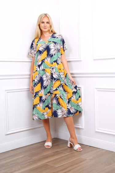 Großhändler World Fashion - Dress with tropical print