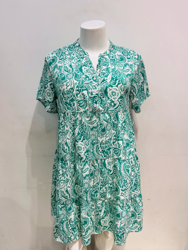 Wholesaler World Fashion - Short-sleeved GT ruffle dress - Printed
