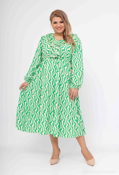 Wholesaler World Fashion - Long-sleeved GT ruffle dress - Printed