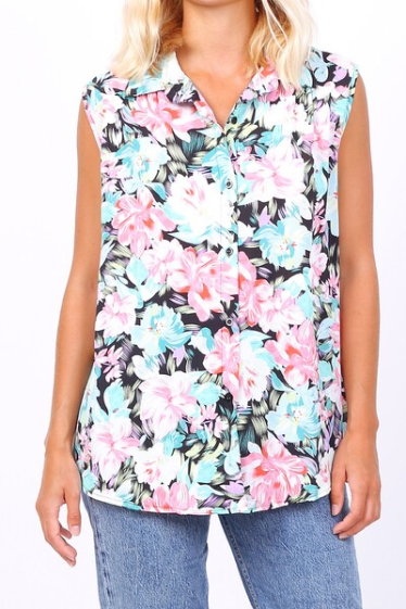 Wholesaler World Fashion - Fluid & casual GT sleeveless shirt - Floral print