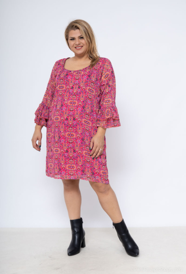 Grossiste You Udress Size+ - Robe droite manches 3/4 pagode
