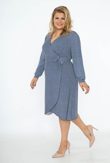 Grossiste You Udress Size+ - Robe porte-feuille manches longues  indigo