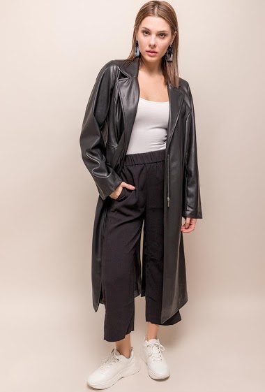 Wholesaler YOURS Paris - Fake leather trench-coat
