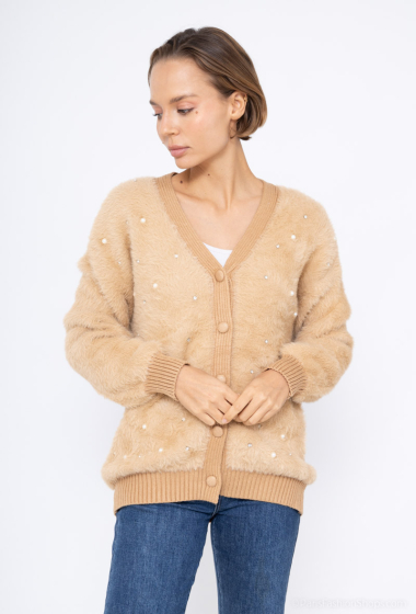 Wholesaler Yu&Me - Cardigan sweater with rhinestones