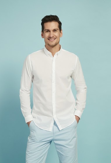 Mayorista Yves Enzo - Camisa blanca velo de algodon corte ajustado