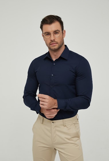 Wholesaler Yves Enzo - Navy blue shirt slim fit