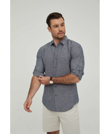 Wholesaler Yves Enzo - Linen mottled shirt comfort fit - RAPHAEL