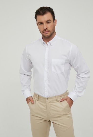 Grossiste Yves Enzo - Chemise col boutonné blanche coupe droite