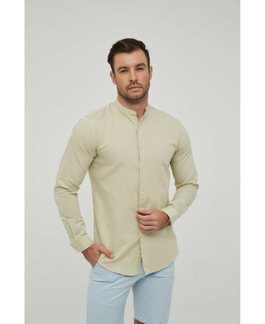 Wholesaler Yves Enzo - Mndarin collar linen shirt comfort fit - MARCUS