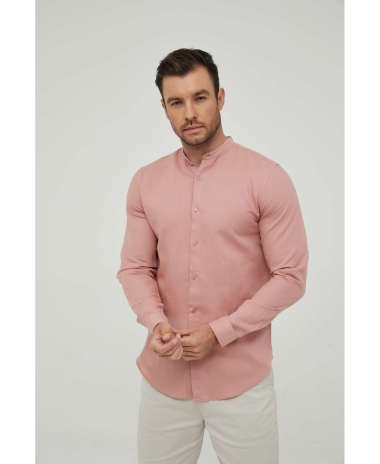 Wholesaler Yves Enzo - Mndarin collar linen shirt comfort fit - MARCUS