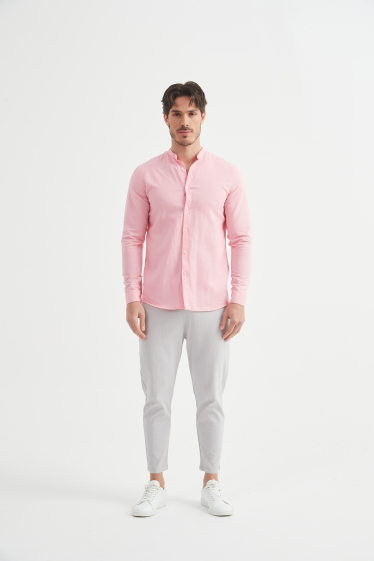 Wholesaler Yves Enzo - Mao collar shirt in fitted linen