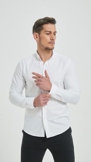 Wholesaler Yves Enzo - White shirt in 100% cotton royal oxford