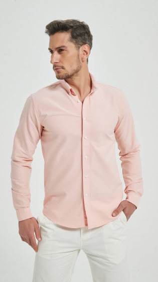 Wholesaler Yves Enzo - Orange shirt in 100% cotton royal oxford