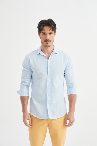 Wholesaler Yves Enzo - Slim fit linen shirt - LEO