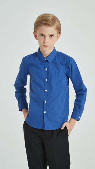 Mayorista Yves Enzo - Camisa ninos tallas 6 a 16 anos - Azul real