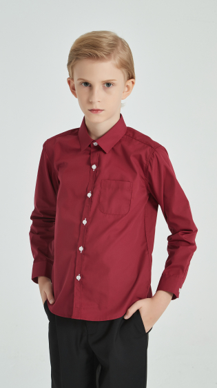 Wholesaler Yves Enzo - Kids shirts 6 to 16 years - Burgundy