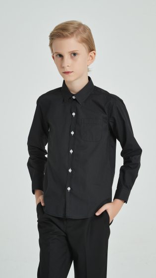 Großhändler Yves Enzo - Kinder hemd von 6 bis 16 Jahren - Schwarz