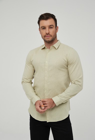 Wholesaler Yves Enzo - Yellow linen shirt comfort fit - LEO