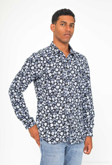 Wholesaler Yves Enzo - Shirt GLORY prints slim fit - Navy