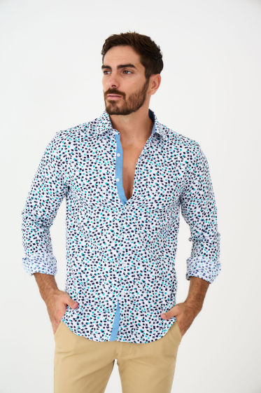 Wholesaler Yves Enzo - LAMIERA print shirt in slim fit