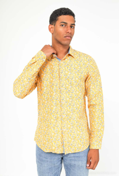 Wholesaler Yves Enzo - Shirt PAISLEY prints slim fit - Yellow