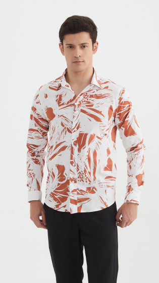 Großhändler Yves Enzo - Stretch-Shirt "PREMIUM" mit Slim-Fit-Muster