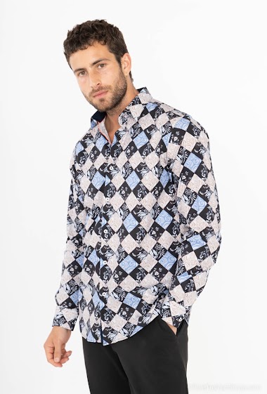 Wholesaler Yves Enzo - "PREMIUM" stretch shirt JACQUARD prints comfort fit