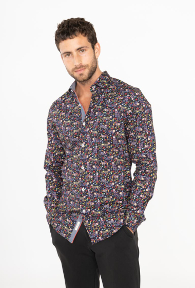 Wholesaler Yves Enzo - "PREMIUM" stretch slim fit shirt ROVINATO prints