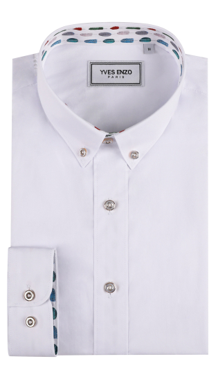 Großhändler Yves Enzo - Unifarbenes Stretch-Hemd "PREMIUM" mit Kragen und Slim-Fit-Muster