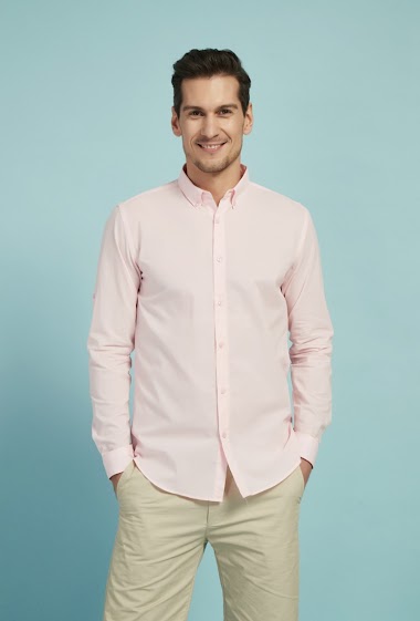 Mayorista Yves Enzo - Camisa rosada velo de algodon corte ajustado