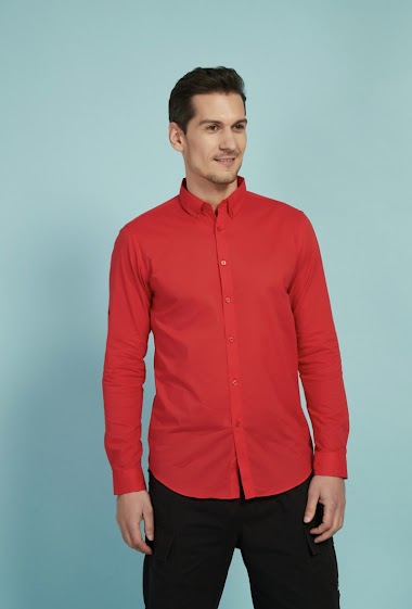 Großhändler Yves Enzo - Rot hemd baumwoll schnitt komfort