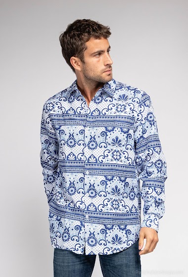 Wholesaler Yves Enzo - "SOFT TOUCH" shirt BARCELONA prints comfort fit