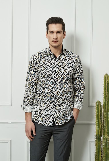 Grossiste Yves Enzo - Chemise STRETCH coupe confort à motifs AZTEQA