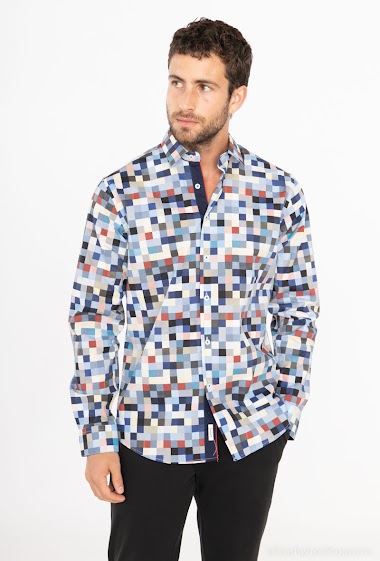 Wholesaler Yves Enzo - STRETCH shirt PIXELS prints comfort fit