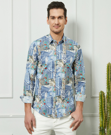 Wholesaler Yves Enzo - STRETCH shirt DIGITAL prints slim fit