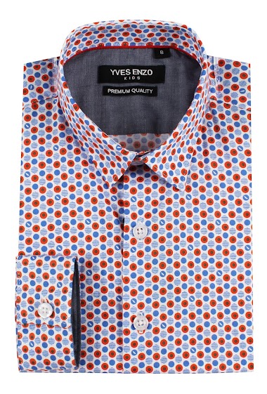 Wholesaler Yves Enzo - Kids STRETCH shirt DOTS prints - 6 to 16 years