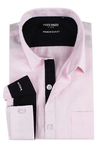Wholesaler Yves Enzo - Children's shirt in plain cotton piqué