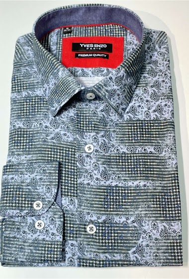 Grossiste Yves Enzo - Chemise STRETCH motifs DIGITAL coupe confort