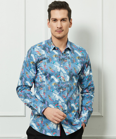 Wholesaler Yves Enzo - STRETCH slim fit shirt PAINTING prints
