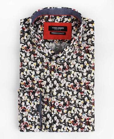 Wholesaler Yves Enzo - STRETCH slim fit shirt PICTORAL prints