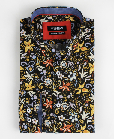 Wholesaler Yves Enzo - STRETCH slim fit shirt SEASHELL prints