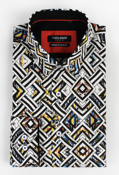 Wholesaler Yves Enzo - STRETCH shirt SHIELD prints comfort fit