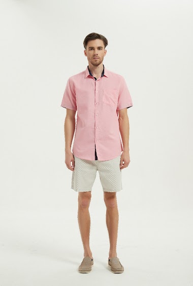 Wholesalers Yves Enzo - Comfort fit linen short sleeve shirt