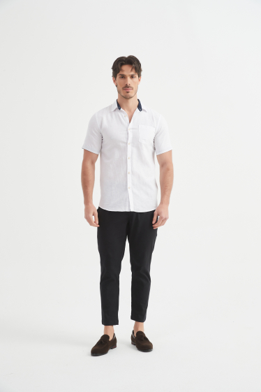 Wholesaler Yves Enzo - Slim fit linen short sleeve shirt