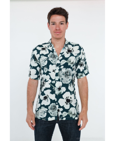 Großhändler Yves Enzo - Viskose-Hemd mit Digitaldruckmuster – schmale Passform
