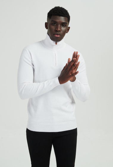 Wholesaler Yves Enzo - High zip neck jumper "cashmere touch" white