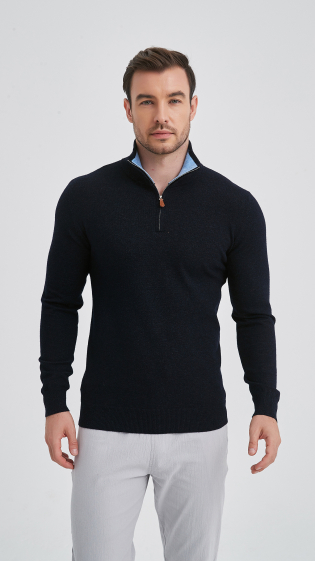 Grossiste Yves Enzo - Col camionneur marine vintage "cashmere touch"