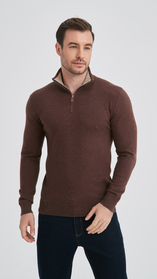 Grossiste Yves Enzo - Col camionneur marron "cashmere touch"