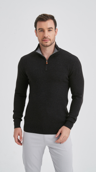 Wholesaler Yves Enzo - High zip neck jumper "cashmere touch"